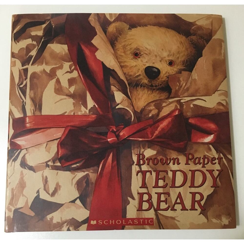 Vtg Scholastic Childrens Hardcover Book BROWN PAPER TEDDY BEAR 12 x 12 "